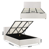 Premium Milano White Boucle Fabric Gas Lift Storage Bed | Two In One Bed and Storage Combo