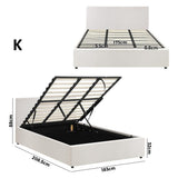Premium Milano White Boucle Fabric Gas Lift Storage Bed | Two In One Bed and Storage Combo