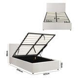 Premium Milano White Boucle Fabric Gas Lift Storage Bed | Two In One Bed and Storage Combo