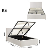 Premium Milano White Boucle Fabric Gas Lift Storage Bed | Two In One Bed and Storage Combo