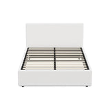 Premium Milano LED White Boucle Fabric Gas Lift Storage Bed | Glow Cushioned Two In One Bed and Storage Combo