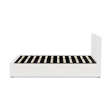 Premium Milano LED White Boucle Fabric Gas Lift Storage Bed | Glow Cushioned Two In One Bed and Storage Combo