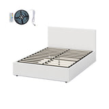 Premium Milano LED White Boucle Fabric Gas Lift Storage Bed | Glow Cushioned Two In One Bed and Storage Combo