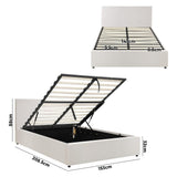 Premium Milano White Boucle Fabric Gas Lift Storage Bed | Two In One Bed and Storage Combo
