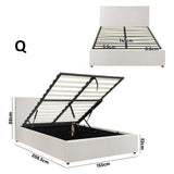 Premium Milano White Boucle Fabric Gas Lift Storage Bed | Two In One Bed and Storage Combo