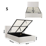 Premium Milano White Boucle Fabric Gas Lift Storage Bed | Two In One Bed and Storage Combo