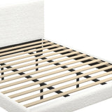 Teddy Soft Boucle Fabric White Bed | Modern Cushioned Touch White Upholstered Boucle Bed Frame