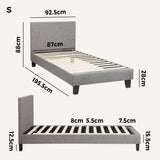Areno Premium Fabric Slimline Modern Bed | Modern Cushioned Touch Grey Upholstered Bed Frame