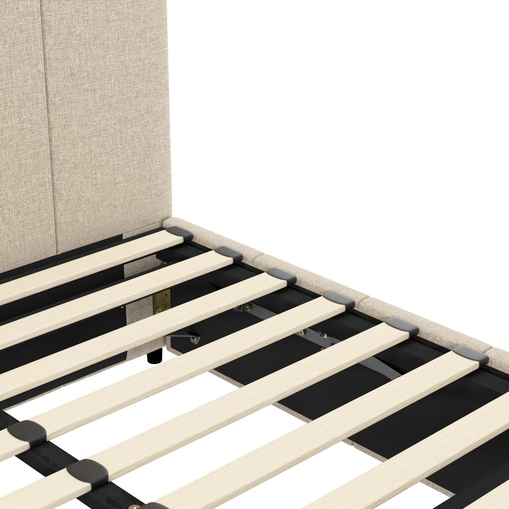 Premium Milano Beige Soft Fabric Gas Lift Storage Bed | Two In One Bed and Storage Combo Bed Frame