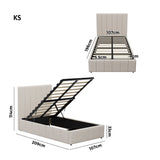 Premium Milano Beige Soft Fabric Gas Lift Storage Bed | Two In One Bed and Storage Combo Bed Frame