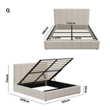 Premium Milano Beige Soft Fabric Gas Lift Storage Bed | Two In One Bed and Storage Combo Bed Frame