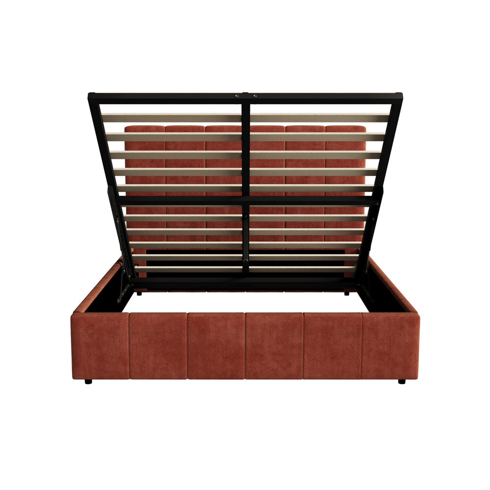 Premium Milano Rust Soft Fabric Gas Lift Storage Bed | Two In One Bed and Storage Combo Bed Frame