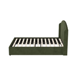 Allure Premium Soft Velvet Green Gas Lift Storage Bed | Bed and Storage Combo with USB Charging Built In