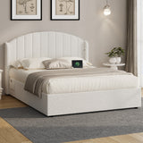 Allure Teddy Boucle Premium Gas Lift Storage Bed |White Bed and Storage Combo with USB Charging Built In