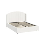 Allure Teddy Boucle Premium Gas Lift Storage Bed |White Bed and Storage Combo with USB Charging Built In