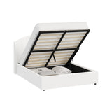 Allure Teddy Boucle Premium Gas Lift Storage Bed |White Bed and Storage Combo with USB Charging Built In
