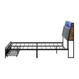 Coogee LED Storage Bed with USB Charging | Premium Grey Fabric LED Lights Bed Metal Frame Front Draws