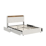 Hudson Beige Velvet Storage Bed with USB Charging | Soft Fabric LED Lights Bed Frame with 4 Draws