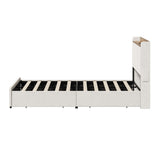 Hudson Beige Velvet Storage Bed with USB Charging | Soft Fabric LED Lights Bed Frame with 4 Draws