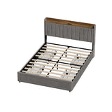 Hudson Grey Velvet Storage Bed with USB Charging | Soft Fabric LED Lights Bed Frame with 4 Draws