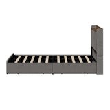Hudson Grey Velvet Storage Bed with USB Charging | Soft Fabric LED Lights Bed Frame with 4 Draws