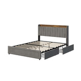 Hudson Grey Velvet Storage Bed with USB Charging | Soft Fabric LED Lights Bed Frame with 4 Draws
