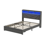 Castore LED Storage Bed with USB Charging | Premium Grey Fabric LED Lights Bed Frame with 2 Front Draws