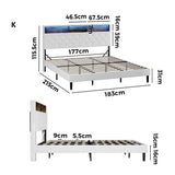 Piazzi LED Tuffted White PU Leather Storage Bed | Modern Super Storage LED Lights Bed Frame