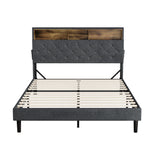 Piazzi LED Tuffted Grey Fabric Storage Bed | Modern Super Storage LED Lights Bed Frame