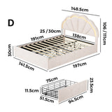 Mermaid Beige Plush Velvet LED Storage Bed | Beautiful Soft Touch LED Headboard 4 Draw Bed Frame