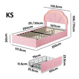 Mermaid Pink Plush Velvet LED Storage Bed | Beautiful Soft Touch LED Headboard 4 Draw Bed Frame
