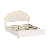 Mermaid Beige Plush Velvet LED Storage Bed | Beautiful Soft Touch LED Headboard 4 Draw Bed Frame
