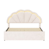 Mermaid Beige Plush Velvet LED Storage Bed | Beautiful Soft Touch LED Headboard 4 Draw Bed Frame