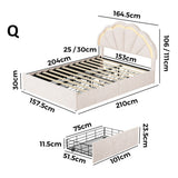 Mermaid Beige Plush Velvet LED Storage Bed | Beautiful Soft Touch LED Headboard 4 Draw Bed Frame