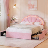 Mermaid Pink Plush Velvet LED Storage Bed | Beautiful Soft Touch LED Headboard 4 Draw Bed Frame