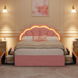 Mermaid Pink Plush Velvet LED Storage Bed | Beautiful Soft Touch LED Headboard 4 Draw Bed Frame