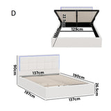 Neom Luxe Teddy Boucle Padded LED Bed Frame | Modern White Boucle Gas Lift Storage Bed with LED Lighting