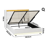 Verona Boucle LED Gas Lift Storage Bed | White Fabric Space Saver Ambient Lighting Bed Frame