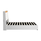 Verona Boucle LED Gas Lift Storage Bed | White Fabric Space Saver Ambient Lighting Bed Frame