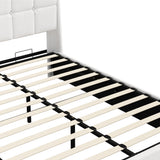 Verona Boucle LED Gas Lift Storage Bed | White Fabric Space Saver Ambient Lighting Bed Frame