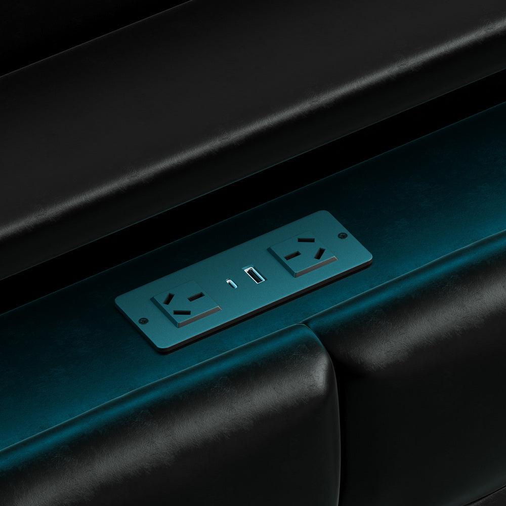 Nero LED Gas Lift Storage Bed with USB Charging | PU Leather Black LED Lights Bed Frame Dual Storage
