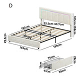 Marlisse 4 Draw Plush Velvet Beige Storage Bed | Adjustable Bedhead LED Lighting Padded Bed Frame