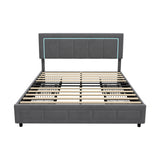 Marlisse 4 Draw Plush Velvet Grey Storage Bed | Adjustable Bedhead LED Lighting Padded Bed Frame