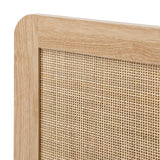 Abruzzi Genuine Rattan Wooden Bed | Modern Elegant Wooden Bed Frame Rattan Headboard