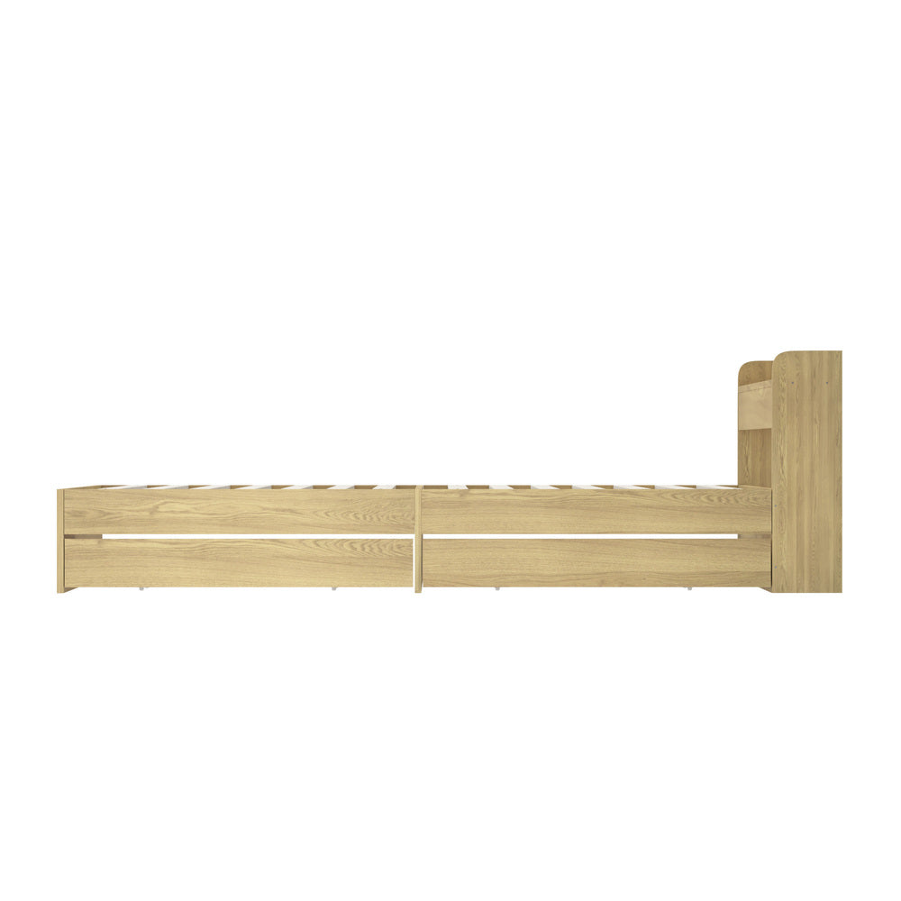 Sorrento 2 Drawer Wooden Storage Bed and 2 Charging Ports | Multi Storage Wood Bed Frame with USB Chargers