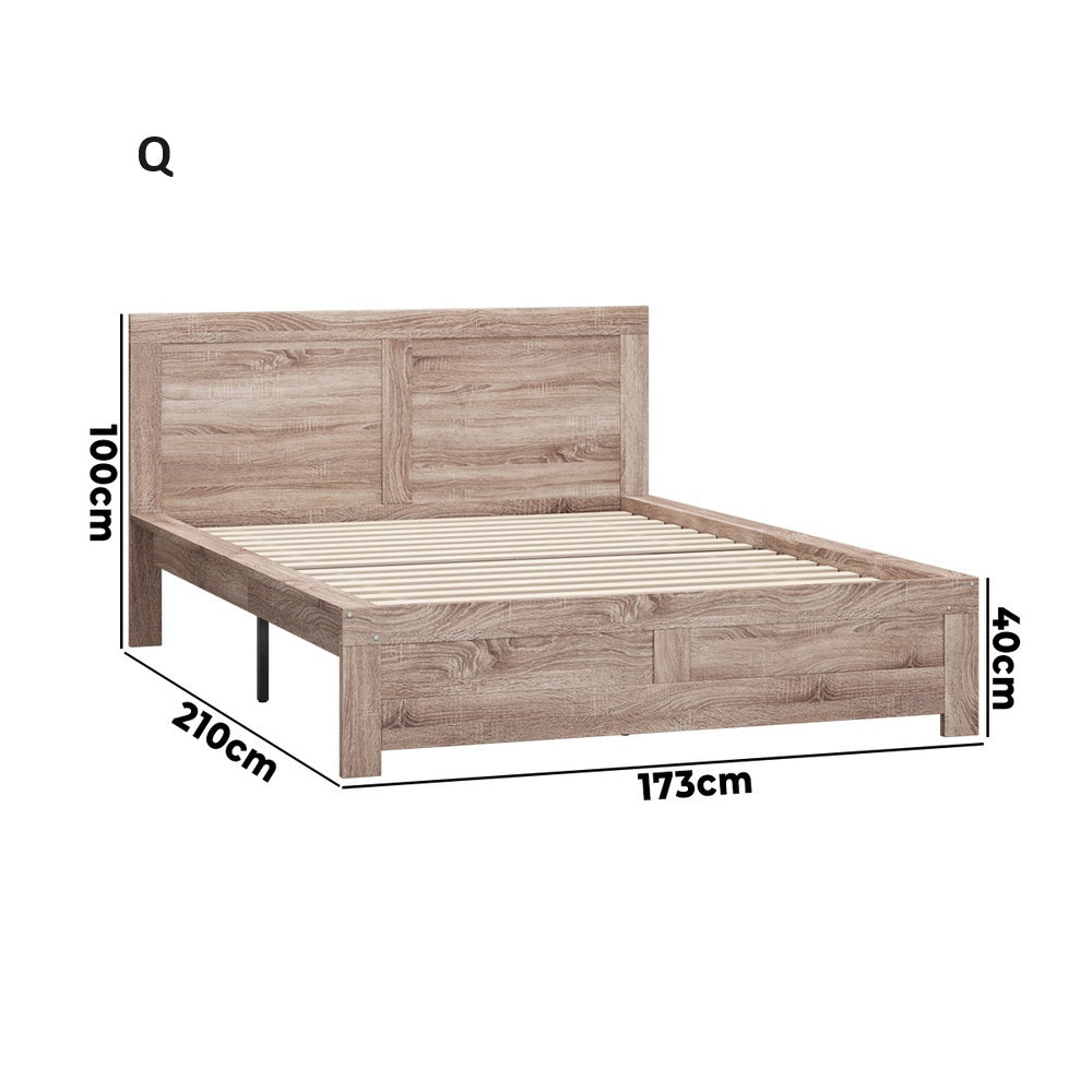 Aspire Luxe Light Oak Woodgrain Timber Bed | Easy Assembly Quality Woodgrain Bed Frame