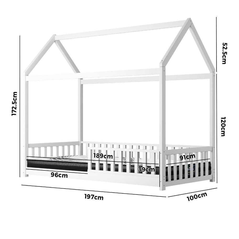 Scandi Wooden Kids House or Teepee Bed with Mattress Set | Children's Bed and Mattress Combo