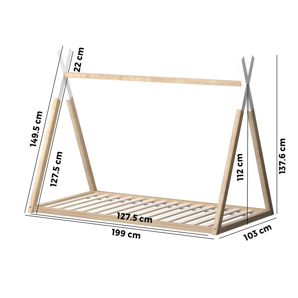 Scandi Wooden Kids House or Teepee Bed with Mattress Set | Children's Bed and Mattress Combo