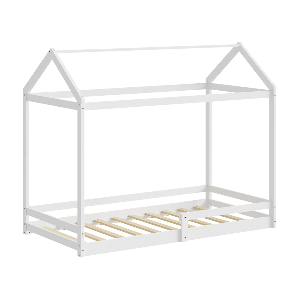 Juno Luxe Premium Kids NZ Timber House Bed with Fence | Funzee Kids House Style Bed Frame in Single