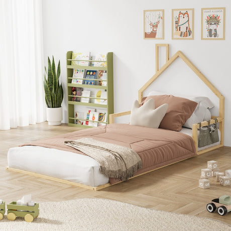 Reggio Luxe Premium Kids Chimney Floor Bed | King Single Size Childrens Wooden Low Profile Floor Bed